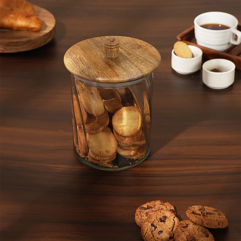Orya Glass Jar With Airtight Wood Lid - 1900 mL